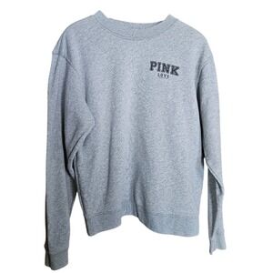PINK Victoria's Secret Heather Gray Bold Logo Sweatshirt Women's Medium Cozy Pul